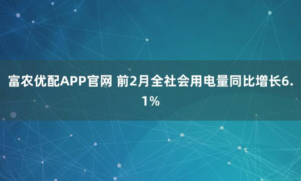 富农优配APP官网 前2月全社会用电量同比增长6.1%